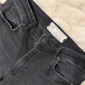 Free People Charcoal Denim Distressed Flare Jeans